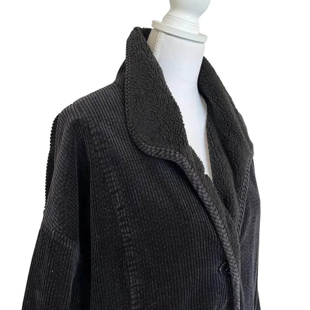J. Jill Heritage Tumbled Cord Jacket Women's Size XL Black Washed 100% Cotton